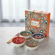 Jogo Oriental para 4 Pessoas - Bowl e Tigela em Porcelana com Hashi | Presente Elegante para Comida Asiática - imagem 4