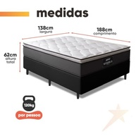 Cama Box Casal com Colchão Molas Ensacadas Pillow Top Maximus 138x188cm - Conforto e Suporte Premium - imagem 4
