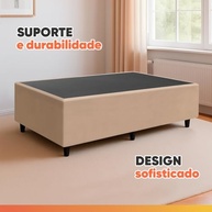 Base Cama Box Solteiro 88x188x38cm Bege Suede Veludo Prince - Design Sofisticado e Conforto Duradouro - imagem 5