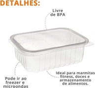 Kit 48 Potes Descartáveis Prafesta 500ml com Tampa - Retangular, BPA Free, Ideal para Marmitas Fitness e Armazenamento - imagem 5