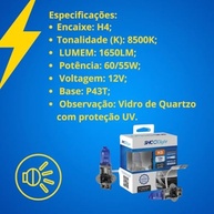 Kit 2 Lâmpadas Super Branca H4 8500K - Iluminação Premium e Segurança para Seu Veículo - imagem 3