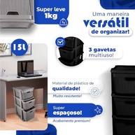 Gaveteiro Organizador Grande 3 Gavetas 15-15-22L em Plástico Resistente - Branco - imagem 5