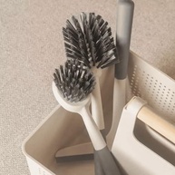 Kit de Limpeza para Lavanderia com 4 Escovas e Suporte para Pendurar - Branco e Cinza - imagem 4