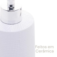 Conjunto 3 Peças para Banheiro Lille Branco - Cerâmica Moderna com Porta Sabonete Líquido, Saboneteira e Porta Escova - imagem 5