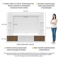 Rack Estante com Painel para TV 65" Oslo Multimóveis | Design Moderno em Branco e Madeirado - imagem 4