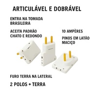 Adaptador Tomada Benjamin Dobrável 10A Bivolt 90° Branco - Organize e Conecte! - imagem 5