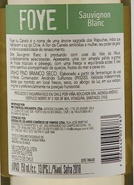Vinho Branco Chileno Foye Reserva Sauvignon Blanc 750 ml - imagem 3