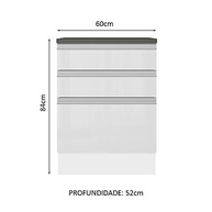 Balcão Madesa Acordes 60cm com 3 Gavetas em MDF Branco Brilho - Design Moderno e Resistente - imagem 4