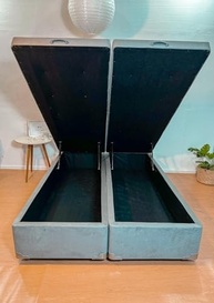 Cama Box Baú Bipartida King com Reforço Blindado e Abertura Prática em Courino Branco - imagem 2