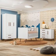 Quarto de Bebê Completo Qencanto Retrô Qmovi Branco - Estilo Vintage com Conforto Moderno - imagem 1