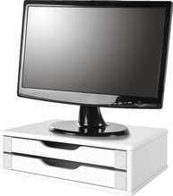 Suporte de Monitor com 2 Gavetas em MDF Branco - Organize Sua Mesa com Estilo - imagem 2