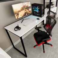 Mesa Escrivaninha Gamer Estilo Industrial 100x60cm MDF Premium Branco e Aço Carbono – Design Moderno para Jogos e Trabalho - imagem 2