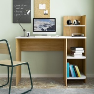 Escrivaninha com 3 Prateleiras LINK Carvalho e Branco – Design Moderno para Estudos e Trabalho - imagem 1