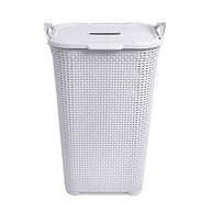 Cesto de Roupa Branco Rattan com Tampa Basculada e Alça - Organize com Estilo e Praticidade - imagem 4