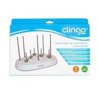 Escorredor de Mamadeira Clingo Branco/Cinza - Prático e Higiênico para Bebês - imagem 4