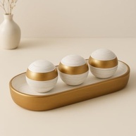 Kit Decorativo Bandeja com Bolas Cerâmicas 4 Peças - Acabamento Brilhante Rosa e Salmão - imagem 3