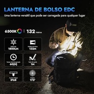 Lanterna WUBEN E7 1800 Lumens: Super Brilhante, Recarregável Tipo C e Ímã Potente - imagem 3