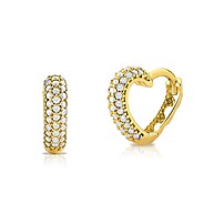 Brinco Coração Vazado Ouro 18k: Romance e Brilho - imagem 1