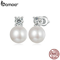 Brincos de Prata 925 com Moissanite e Pérola Natural Bamoer – Elegância e Qualidade - imagem 1