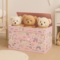 Caixa Organizadora Infantil com Tampa - Estampa Unicórnios Rosa, Dobrável para Brinquedos e Acessórios - imagem 5