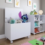 Baú Infantil com Rodízios e Tampa - Organizador de Brinquedos Kids Branco - imagem 4