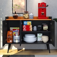 Aparador Buffet Balcão Wood New Retrô 3 Portas - Estilo Vintage para Sala e Cozinha - imagem 3