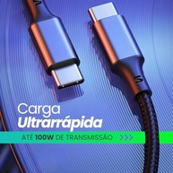 Cabo USB-C Turbo 100W 2M Trançado: Carregamento Rápido para iPhone e Samsung - imagem 4