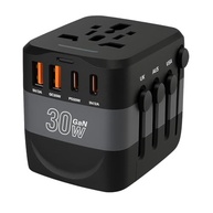 Carregador Universal 30W GaN: 150 Países, 4 Portas (2 USB-A + 2 USB-C), Turbo, Compacto c/ Estojo - imagem 2