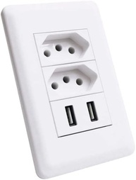 Tomada Dupla com Carregador USB-A e USB-C Integrado - Moderna e Prática para Sua Casa - imagem 1