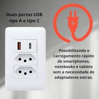 Tomada Dupla com Carregador USB-A e USB-C Integrado - Moderna e Prática para Sua Casa - imagem 5