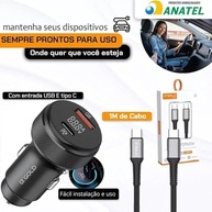 Carregador Veicular Turbo 60W USB-C + USB-A: Duas Entradas Super Rápido para iOS e Android - imagem 5