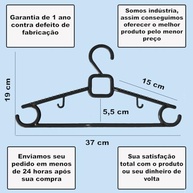 Kit 60 Cabides Adulto Preto Luxo Premium Reforçado - Alta Resistência e Design Elegante - imagem 3