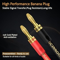 Cabo de Alto-Falante UCINNOVATE 14 AWG OFC HiFi 2m com Plug Banana Ângulo Reto Dourado (2 Peças) - imagem 3