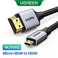 Cabo Micro HDMI UGREEN 1M – Conexão 4K/60FPS Para GoPro e Projetores - imagem 1