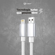 Cabo iPhone Turbo 2 Metros Trançado Nylon Branco - Carregamento Rápido e Durabilidade Premium - imagem 3