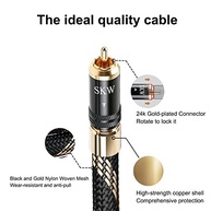 SKW Cabo RCA Audiophile com Trava: Som Imersivo e Conexão Segura para Subwoofer e HiFi (5m) - imagem 3