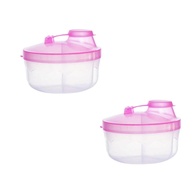 Kit 2 Porta Leite em Pó para Bebê e Alimentos - 3 Compartimentos 50ml Cada (Rosa Bebê) - imagem 1