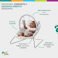 Cadeira Descanso Bebê Musical Polar Skyline Cinza Maxi Baby - Estimulação Sensorial com Som e Brinquedos - imagem 5