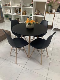 Conjunto de Jantar Mesa Eiffel Redonda com 4 Cadeiras Charles Eames - Design Moderno e Conforto - imagem 2