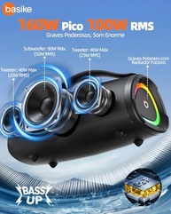 Caixa de Som Bluetooth Basike 100W RMS: Som Potente, RGB e Resistente à Água - imagem 3