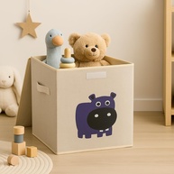 Caixa Organizadora Infantil com Tampa - Design Animal Box em Linho Resistente - imagem 1