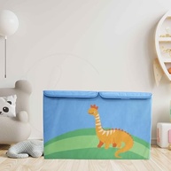 Baú de Brinquedos Azul 60x40 cm | Caixa Organizadora Montável Estampada para Quarto Infantil - imagem 3