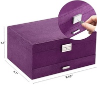 Caixa Organizadora de Joias em Veludo Roxo com Fechadura - Organize com Estilo e Segurança - imagem 4