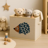 Caixa Organizadora Infantil com Tampa - Brinquedos em Formato de Animais - Linho Resistente e Seguro - imagem 2