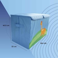 Baú de Brinquedos Azul 60x40 cm | Caixa Organizadora Montável Estampada para Quarto Infantil - imagem 4