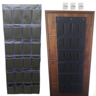 Sapateira 24 Nichos com 12 Pares - Organizador de Porta e Parede para Calçados até 42/43 em TNT Preto - imagem 1