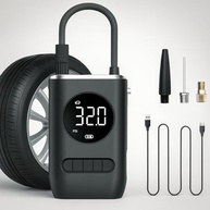 Calibrador Compressor Digital Portátil 150 PSI: Bomba de Ar USB com Lanterna LED para Carros, Motos e Bikes - imagem 2
