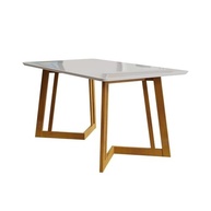 Conjunto Mesa Califórnia com Vidro e 6 Cadeiras Dakota Cerejeira - Design Moderno em Madeira Maciça - imagem 5