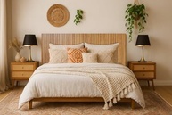 Painel Cabeceira Ripada Cama Casal Box em MDF com Acabamento Freijó - Modernize seu Quarto - imagem 3