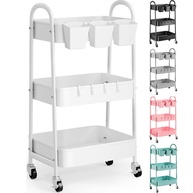 Carrinho de Rodinhas de Metal Branco 3 Camadas com Rodas Bloqueáveis - Ideal para Cozinha, Banheiro e Armazenamento - imagem 1